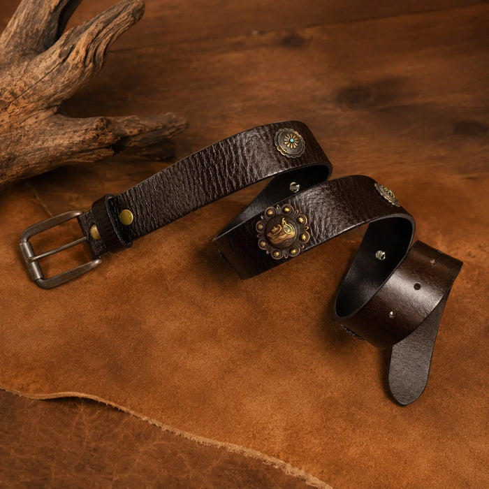 The Saddleback Turquoise Trail 1-1/2 inch custom leather belt