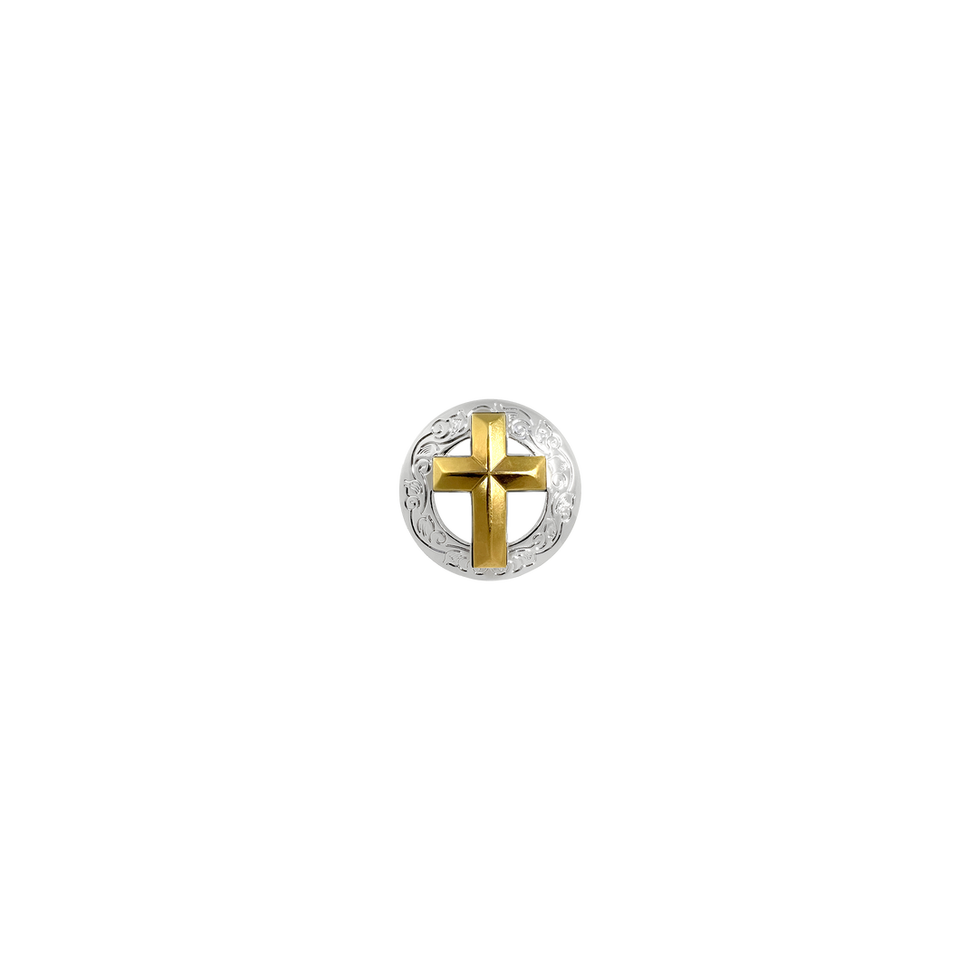 1-1/8 inch Cross with Designed Edge Concho