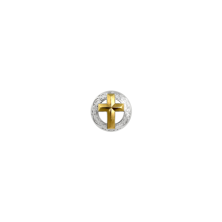 1-1/8 inch Cross with Designed Edge Concho