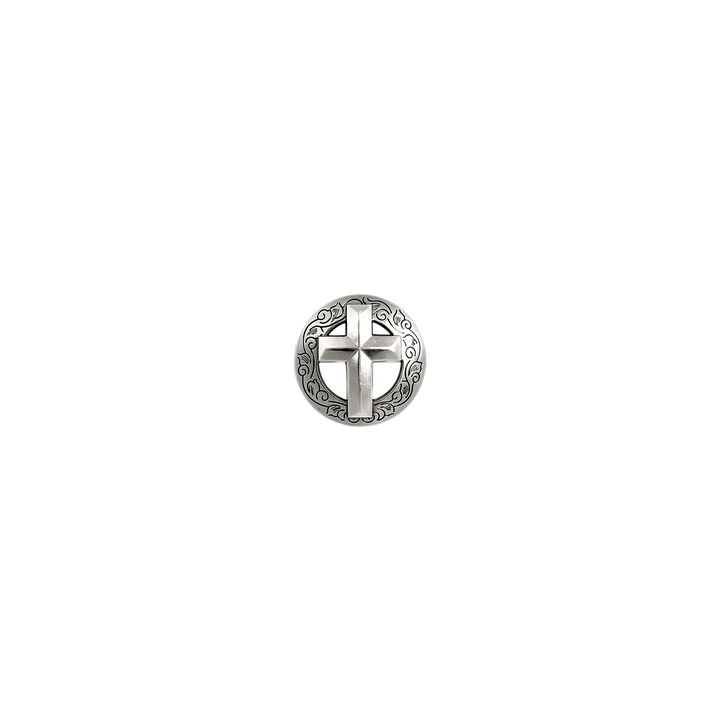 1-1/8 inch Cross with Designed Edge Concho