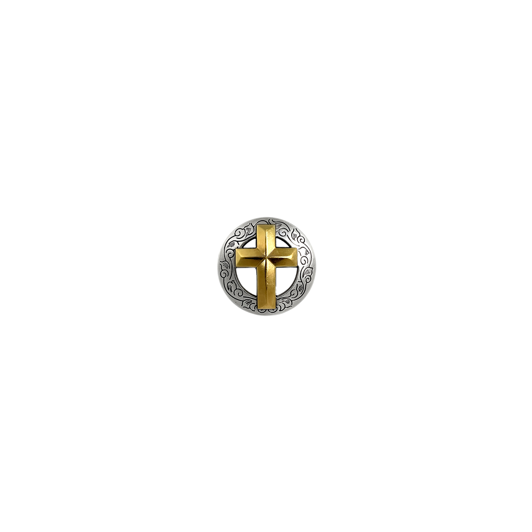 1-1/8 inch Cross with Designed Edge Concho