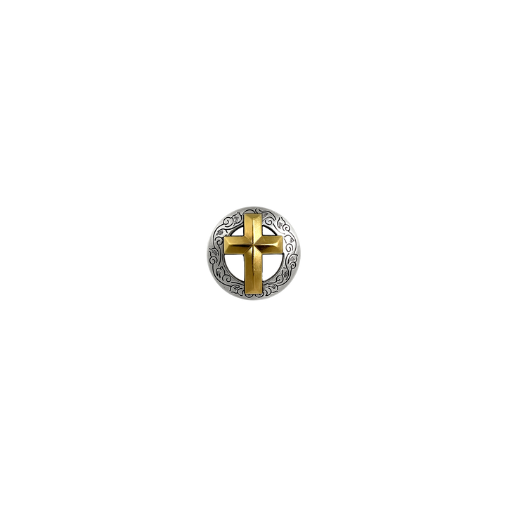 1-1/8 inch Cross with Designed Edge Concho