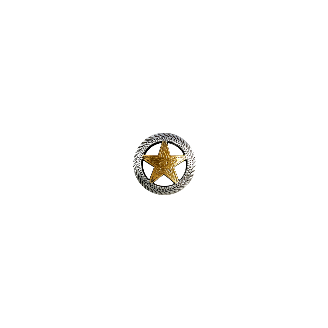 1-1/8 inch Star with Silver Roped Edge Concho