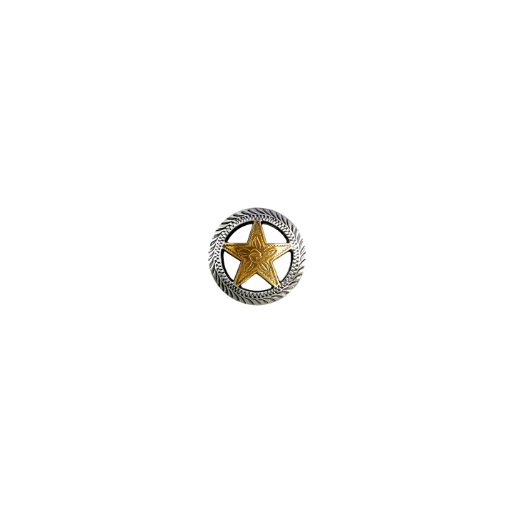 1-1/8 inch Star with Silver Roped Edge Concho