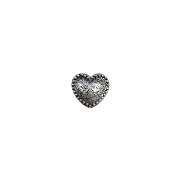 1-1/4 inch Floral Pearl Edge Wrapped Heart Concho