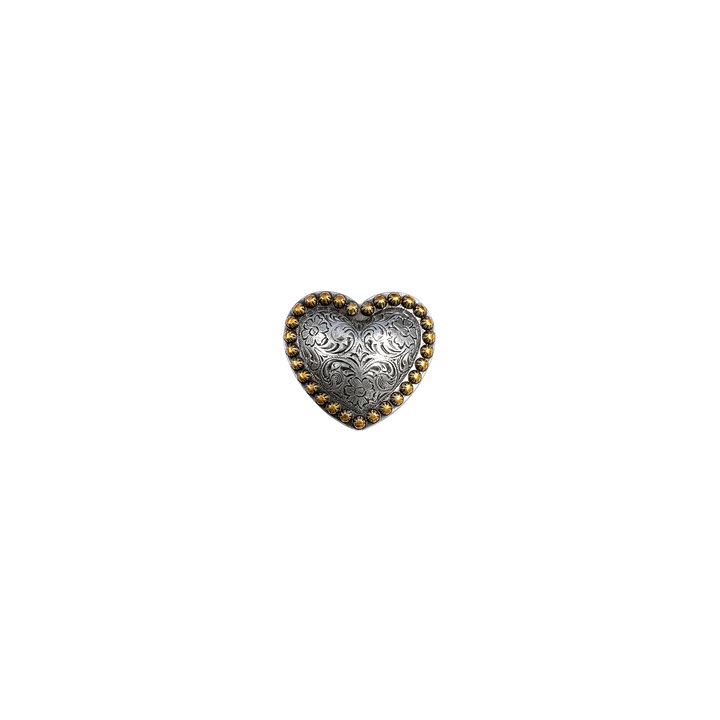 1-1/4 inch Floral Pearl Edge Wrapped Heart Concho