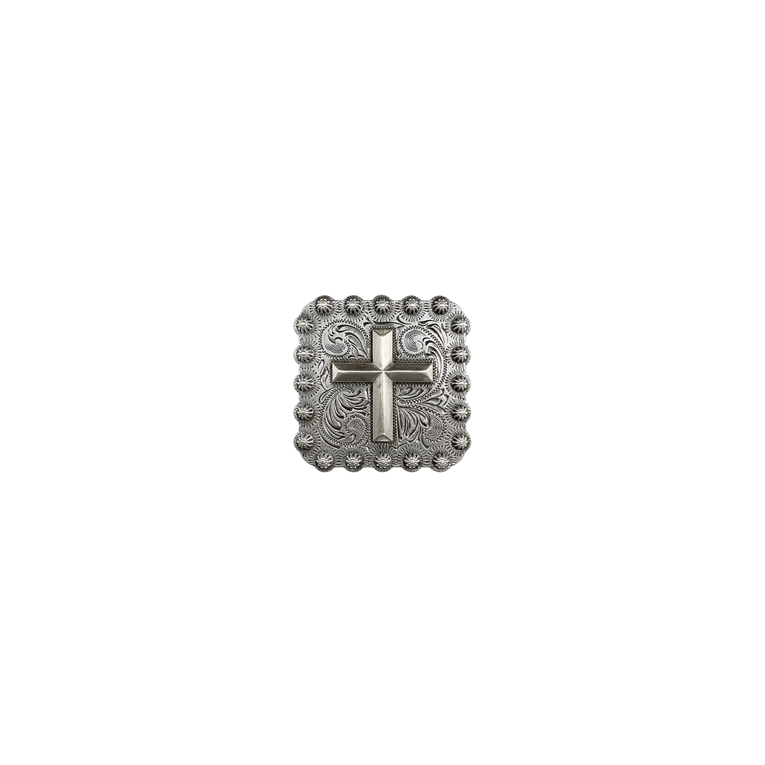 1-3/8 inch Square Cross Berry Design Concho