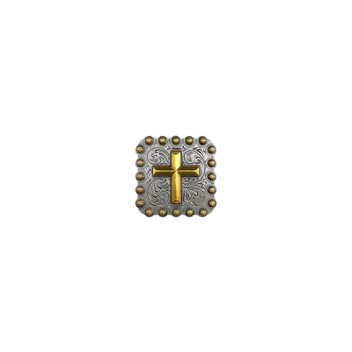 1-3/8 inch Square Cross Berry Design Concho