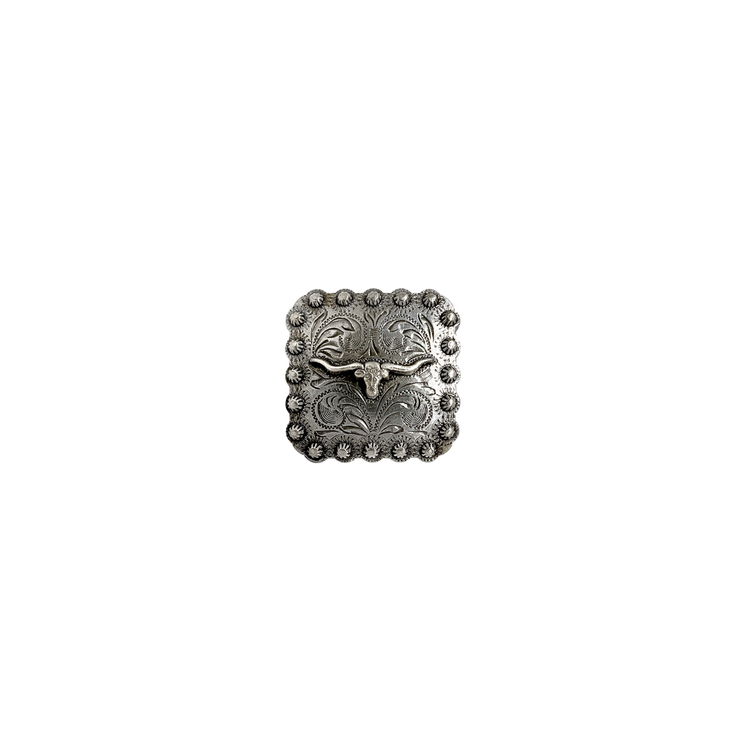 1-3/8 inch Square Bull Head Berry Design Concho