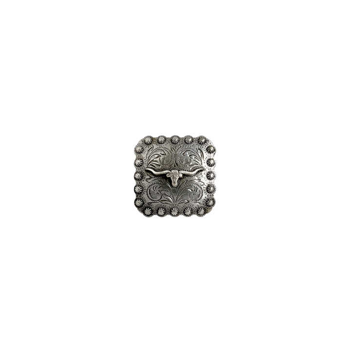 1-3/8 inch Square Bull Head Berry Design Concho