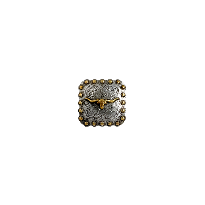 1-3/8 inch Square Bull Head Berry Design Concho