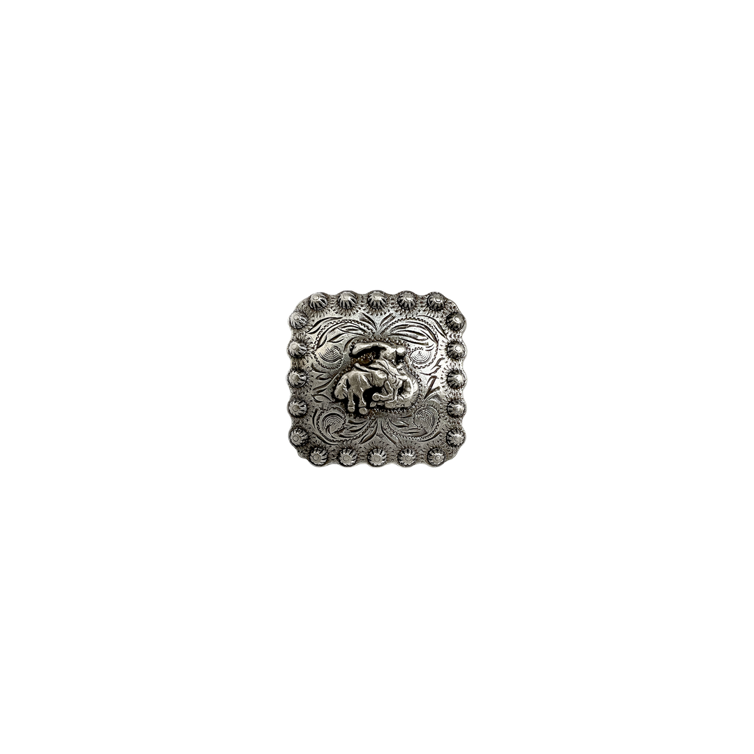 1-3/8 inch Square Bucking Bronco Berry Design Concho