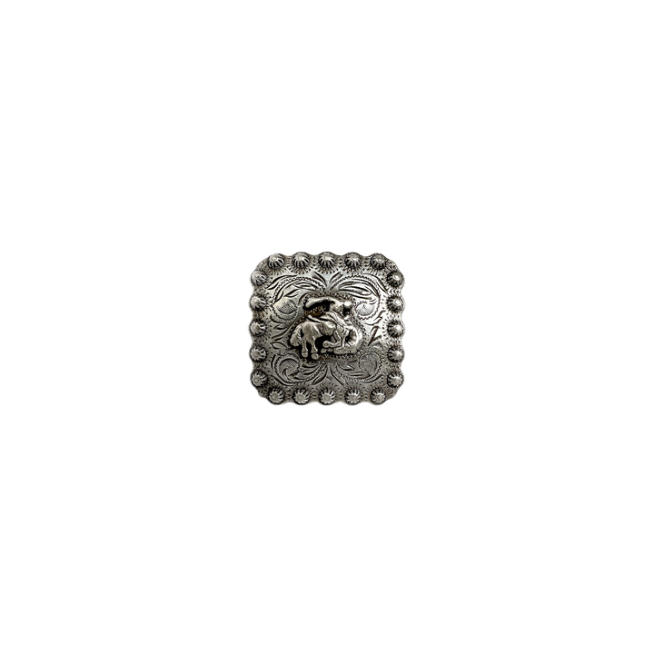 1-3/8 inch Square Bucking Bronco Berry Design Concho