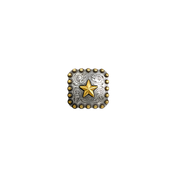 1-3/8 inch Square Star Berry Design Concho