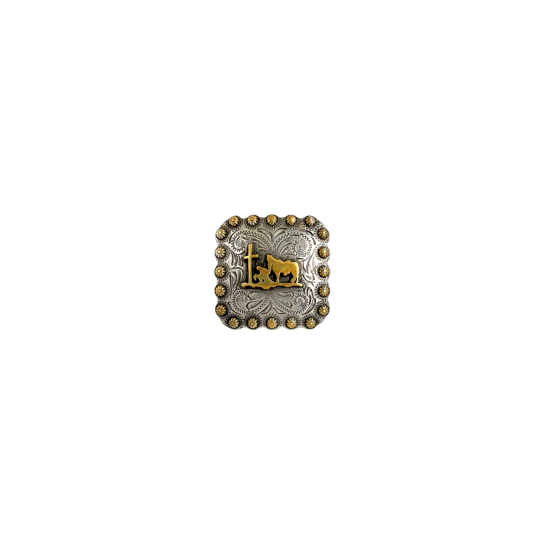 1-3/8 inch Praying Cowboy Square Concho