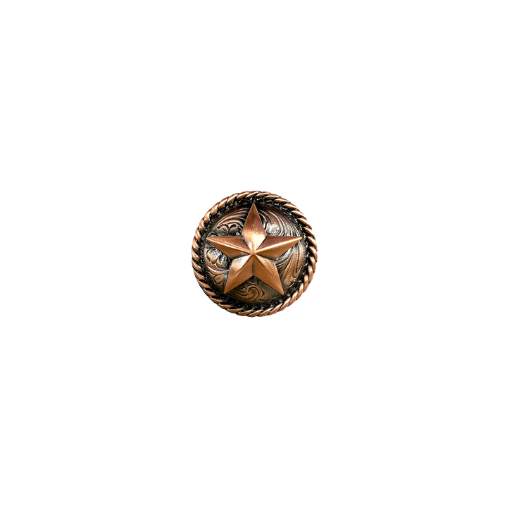 1-1/2 inch Western Floral Star with Rope Edge Concho