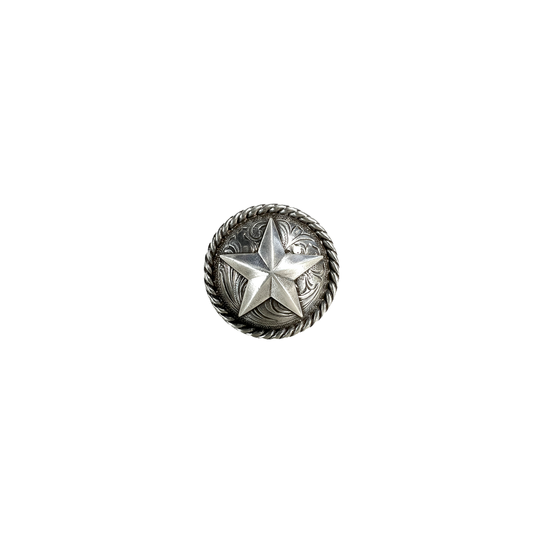 1-1/2 inch Western Floral Star with Rope Edge Concho