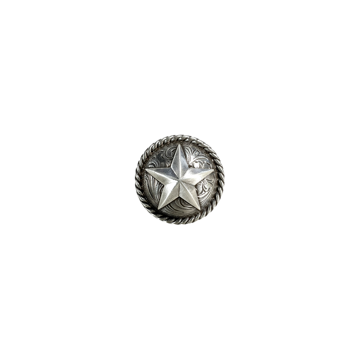 1-1/2 inch Western Floral Star with Rope Edge Concho