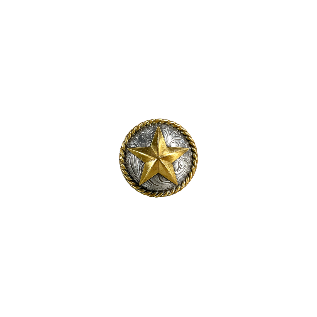 1-1/2 inch Western Floral Star with Rope Edge Concho