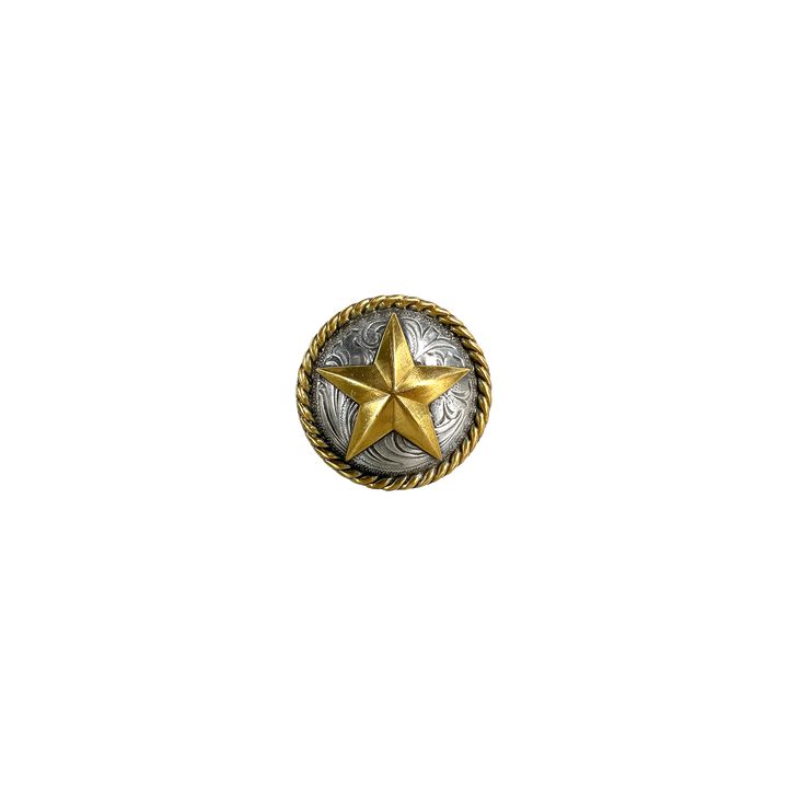 1-1/2 inch Western Floral Star with Rope Edge Concho