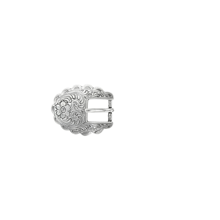 3/4 inch Silver Floral Western Belt Buckle Set