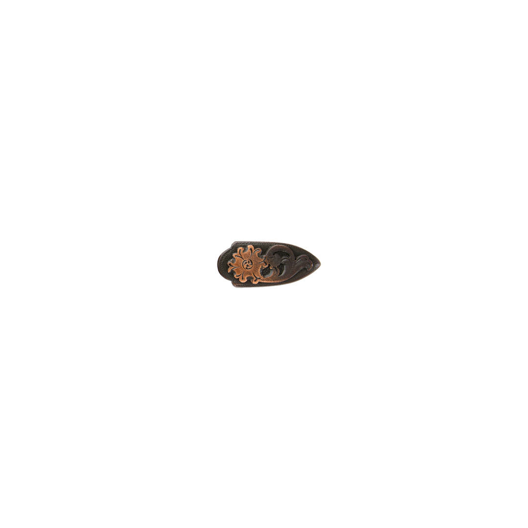 3/4 inch Black & Copper Western Floral Belt Buckle Set