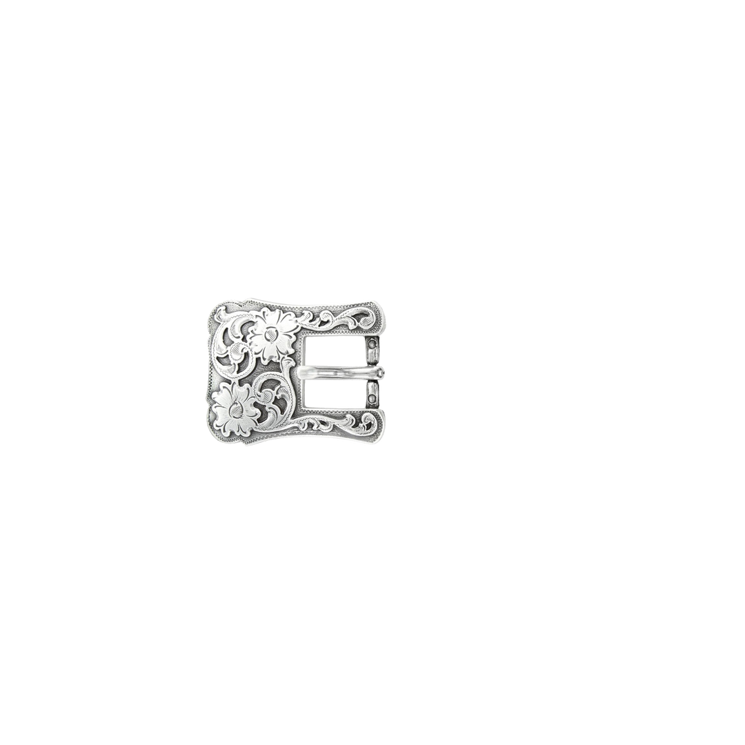 3/4 inch Silver Western Floral Belt Buckle Set