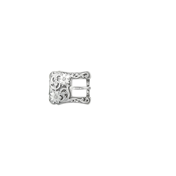 3/4 inch Silver Western Floral Belt Buckle Set