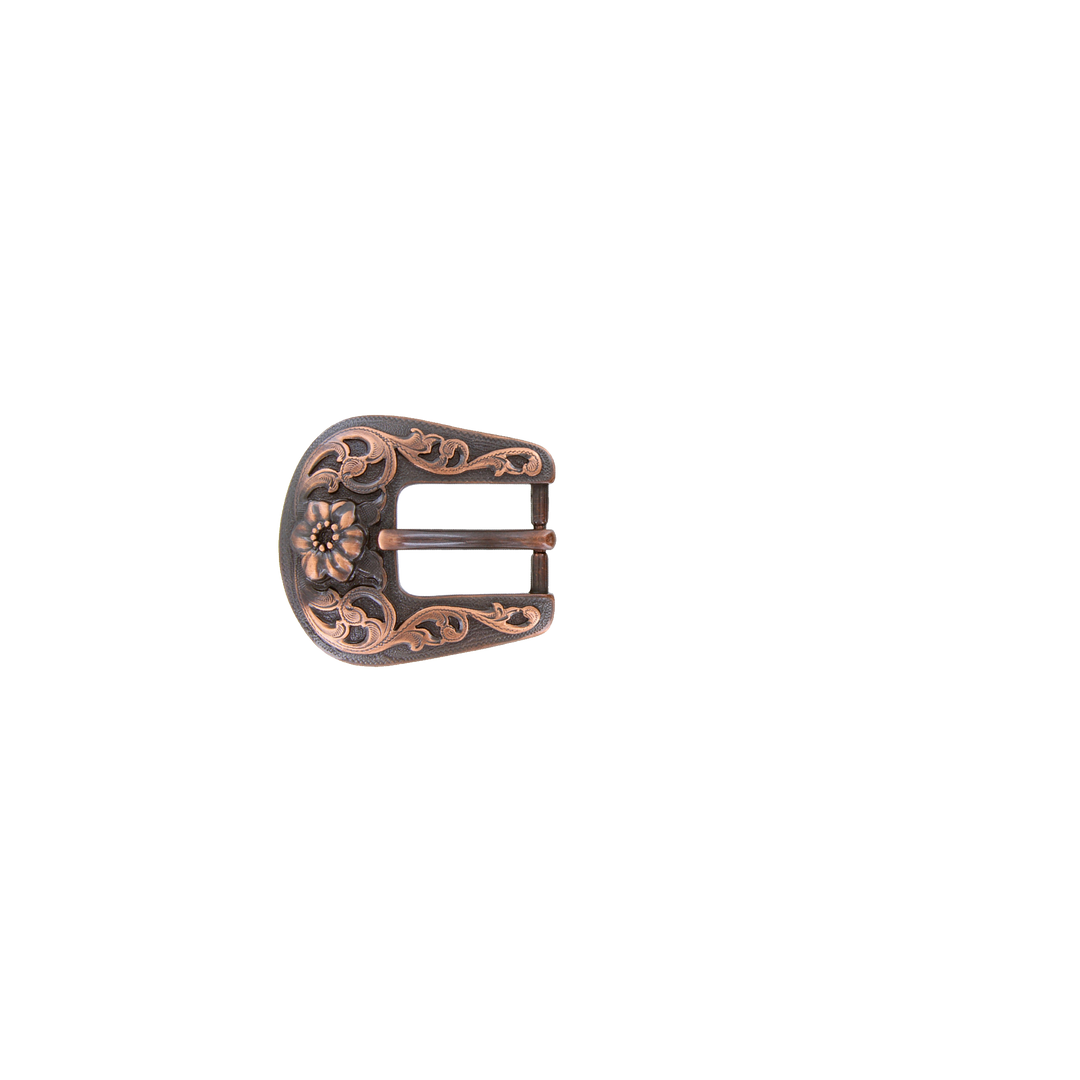 3/4 inch Copper Western Floral Belt Buckle Set