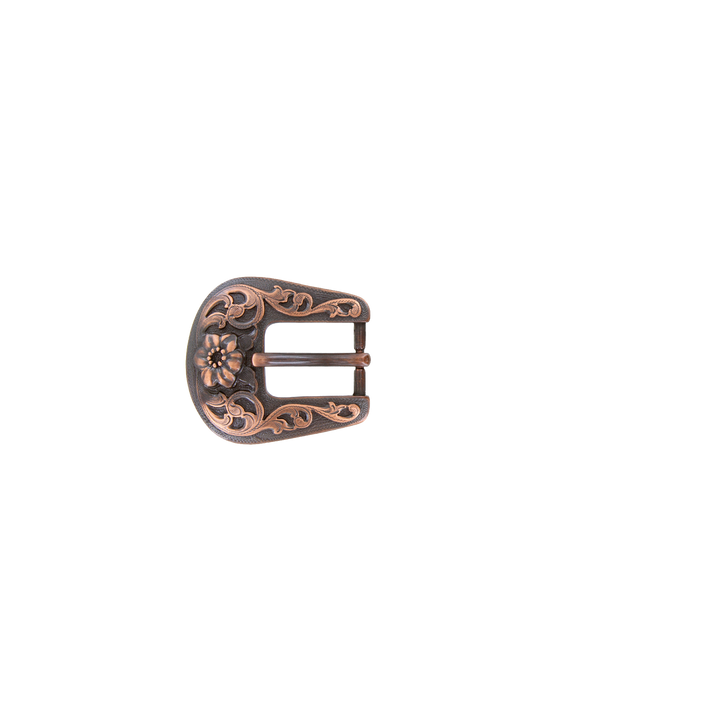 3/4 inch Copper Western Floral Belt Buckle Set