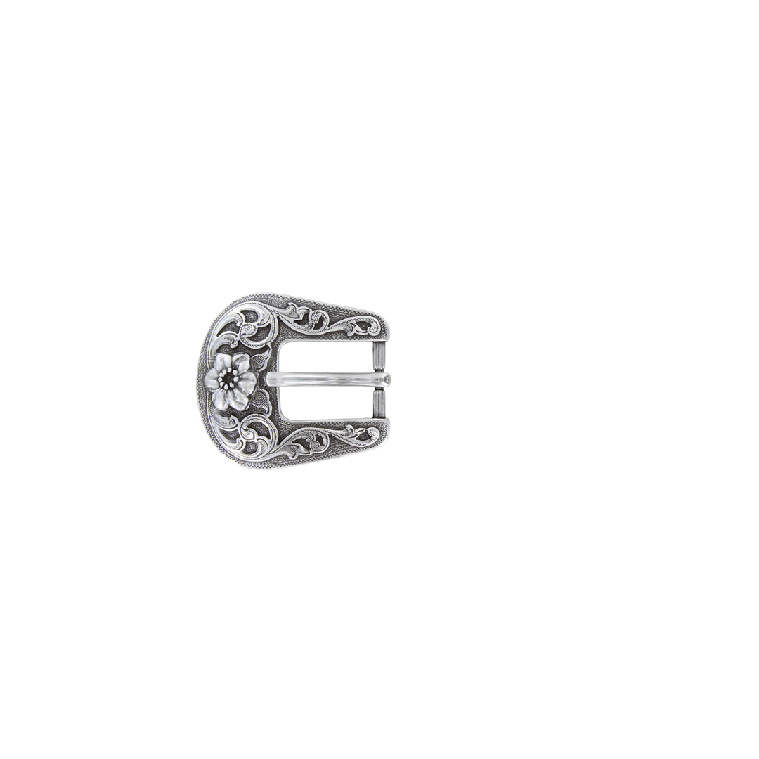 3/4 inch Silver Western Floral Belt Buckle Set