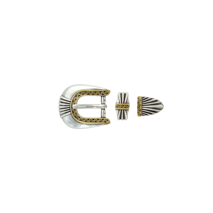 3/4 inch Silver & Gold Southwest Belt Buckle Set