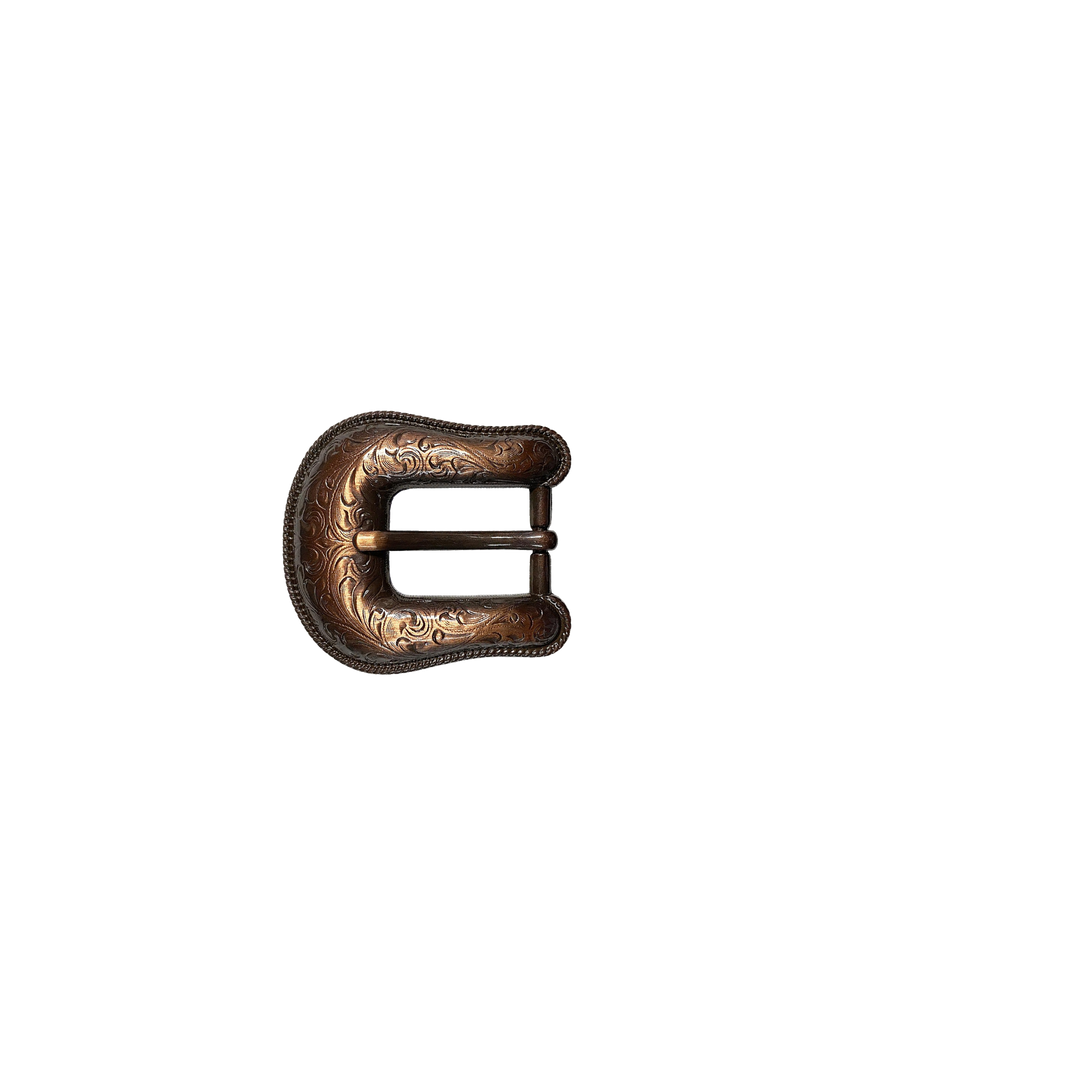 3/4 inch Copper Western Engraved Buckle Set