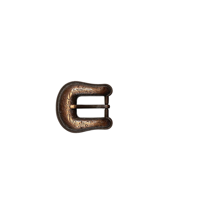3/4 inch Copper Western Engraved Buckle Set