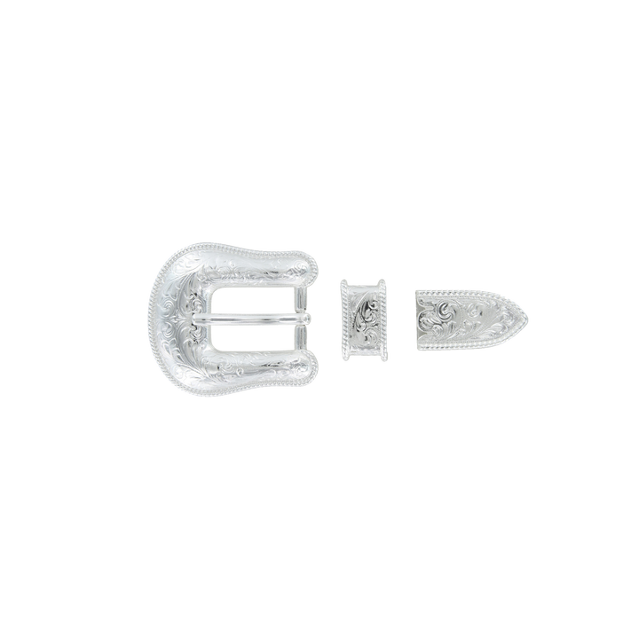 3/4 inch Shiny Silver Western Buckle Set