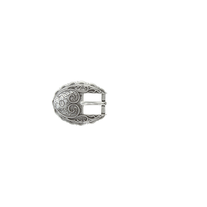 3/4 inch Silver Floral Western Buckle Set