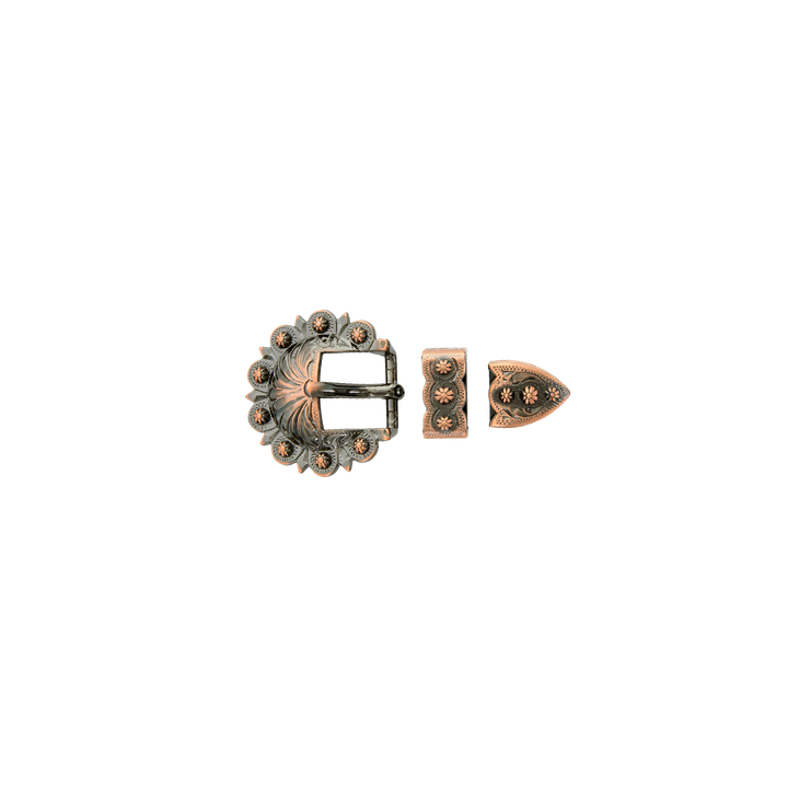 3/4 inch Copper Concho Western Buckle Set