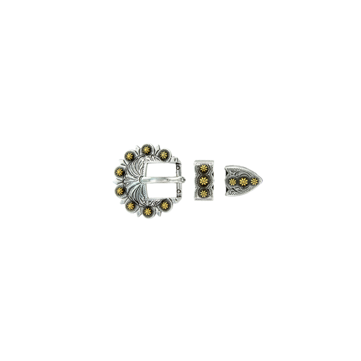 3/4 inch Silver Gold Western Buckle Set