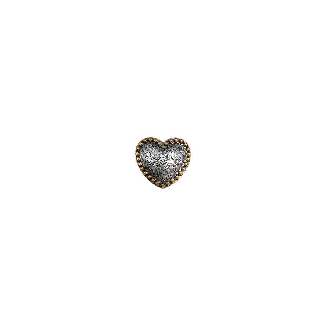 1 inch Western Heart Engraved Metal Concho