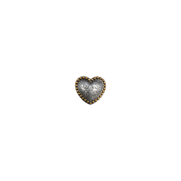 1 inch Western Heart Engraved Metal Concho