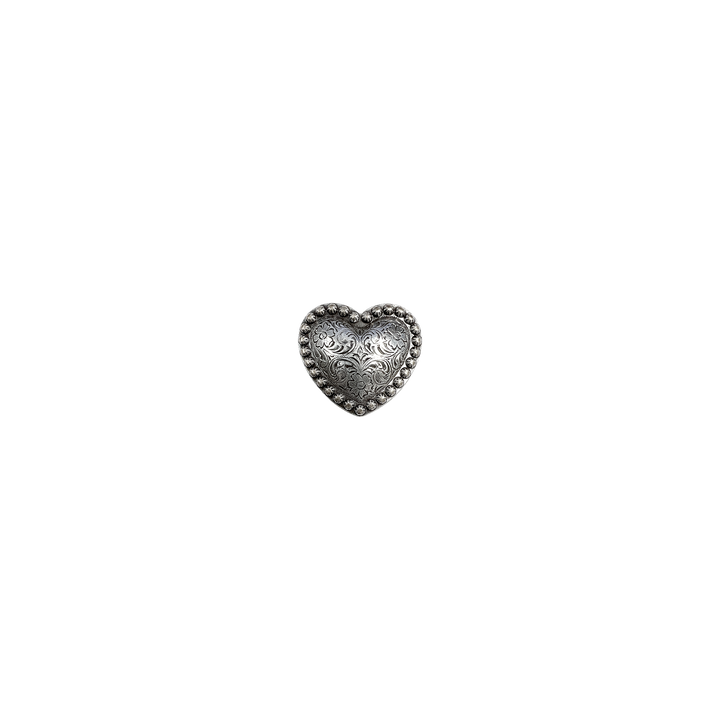 1 inch Western Heart Engraved Metal Concho