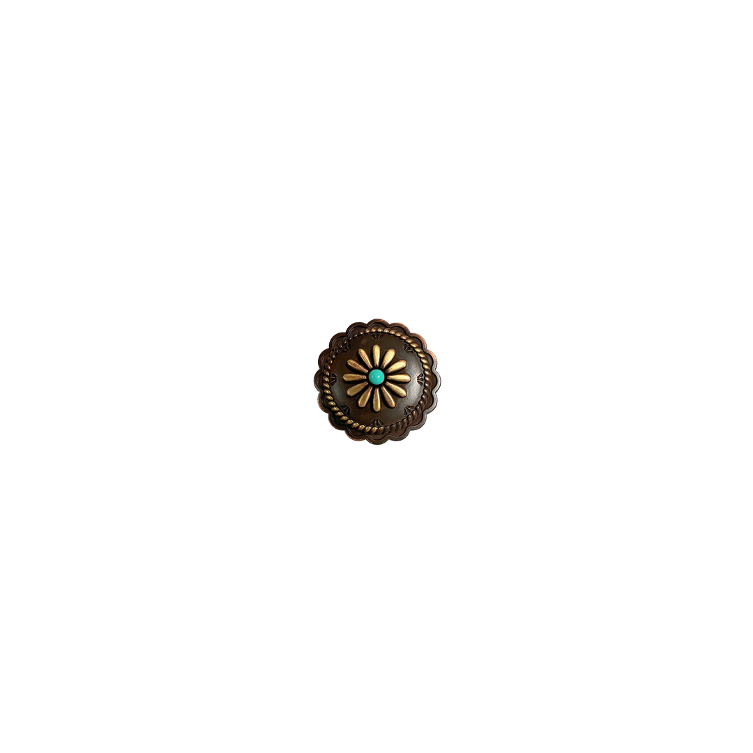 1 inch Western Turquoise Daisy Floral Concho
