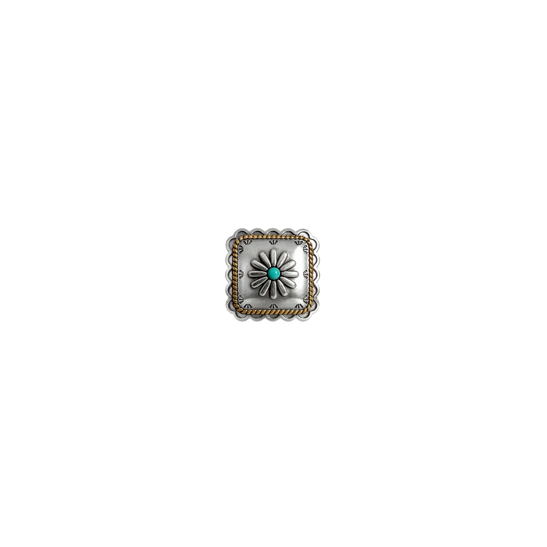 1 inch Western Turquoise Square Floral Concho