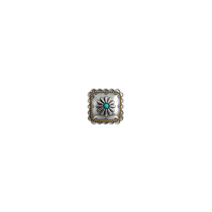1 inch Western Turquoise Square Floral Concho