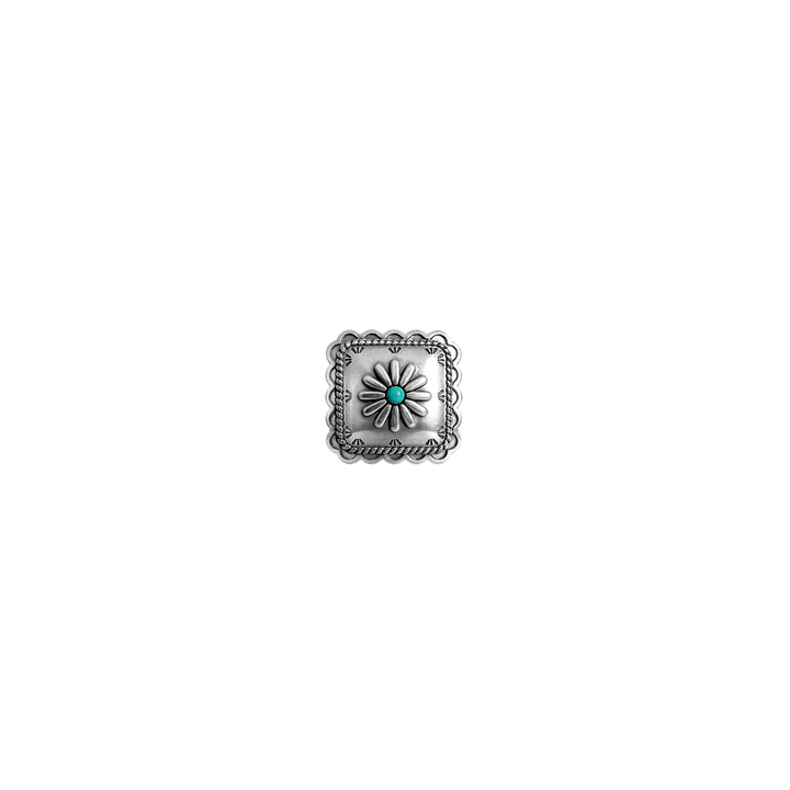 1 inch Western Turquoise Square Floral Concho