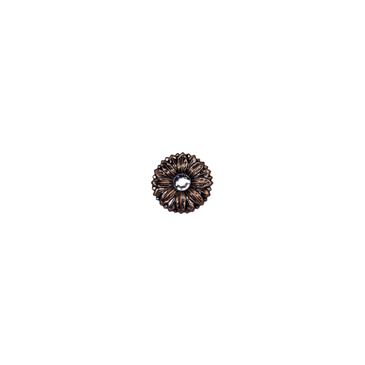 Antique Copper Sunflower Concho with Crystal – 1 inch