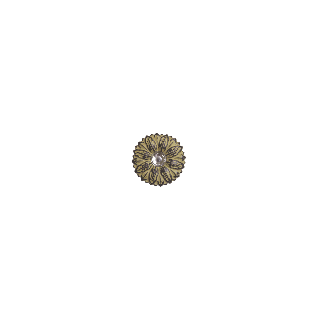 Antique Copper Sunflower Concho with Crystal – 1 inch