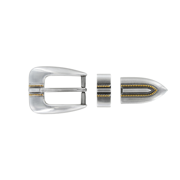 1 inch Western 3-Piece Belt Buckle Set – Silver & Gold