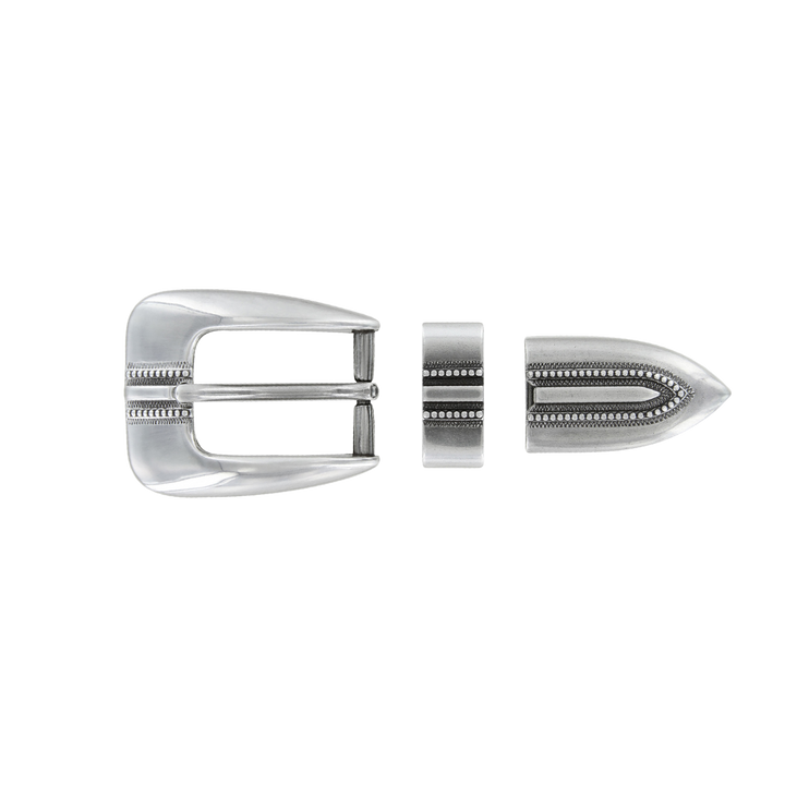 1 inch Western 3-Piece Belt Buckle Set – Silver