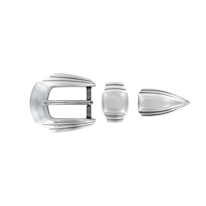 1 inch Classic Western 3-Piece Belt Buckle Set – Silver